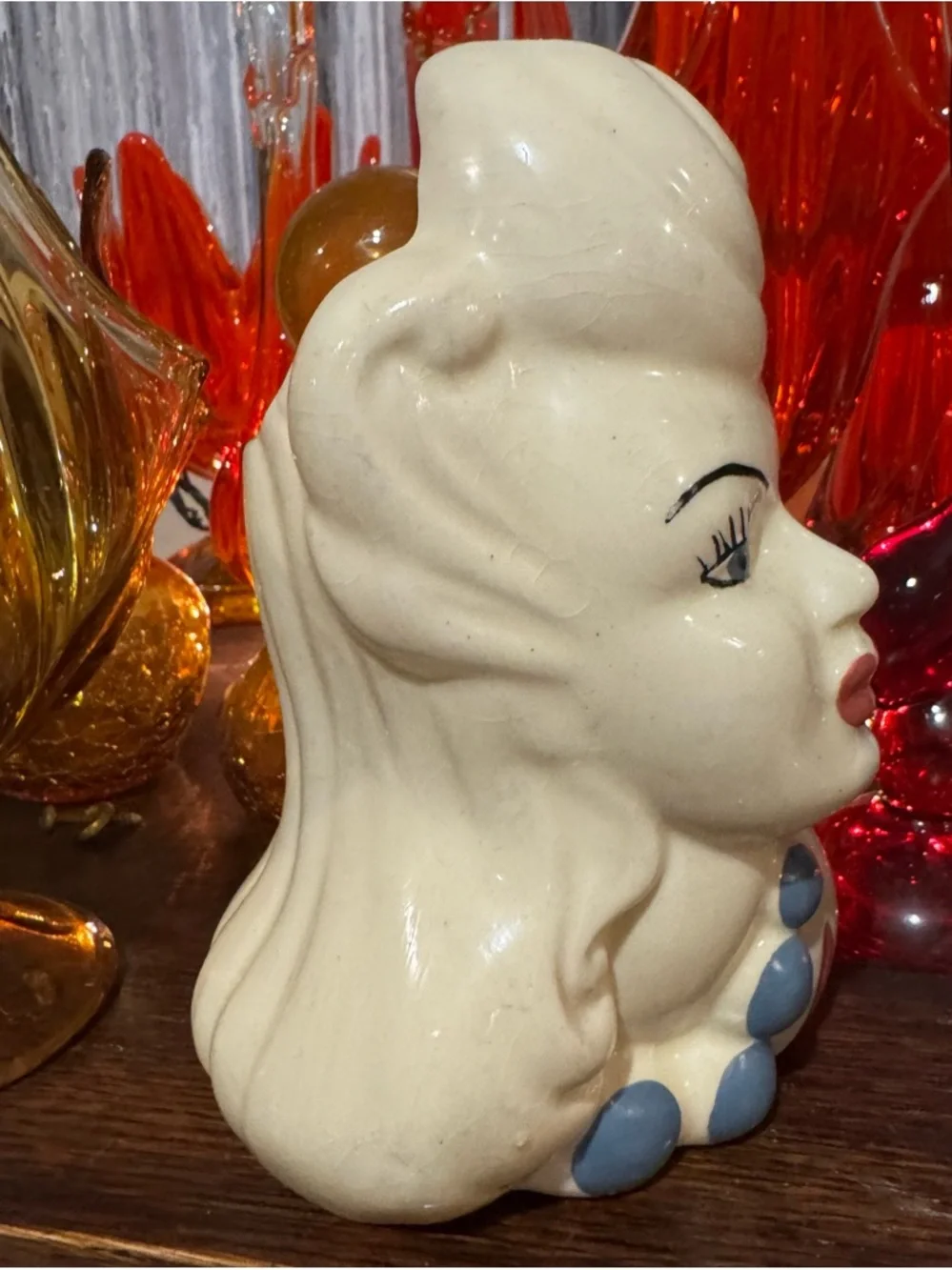 Vintage 1940’s Glamour Girl Lady Head Vase 7“X5“ - Picture 5 of 5